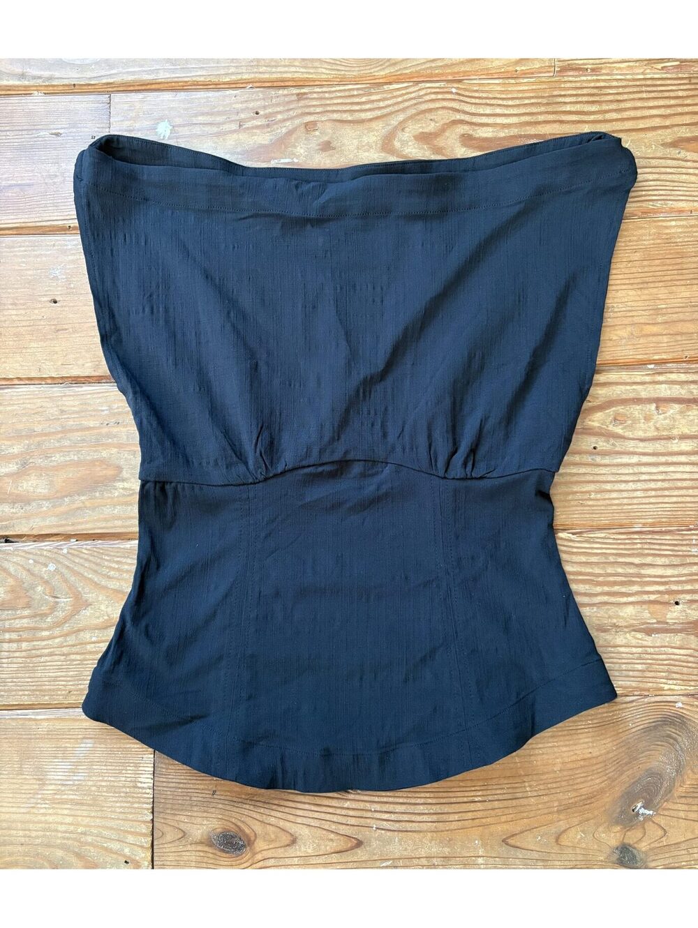 Free People Black Strapless Bustier Peplum Top Size M NWT